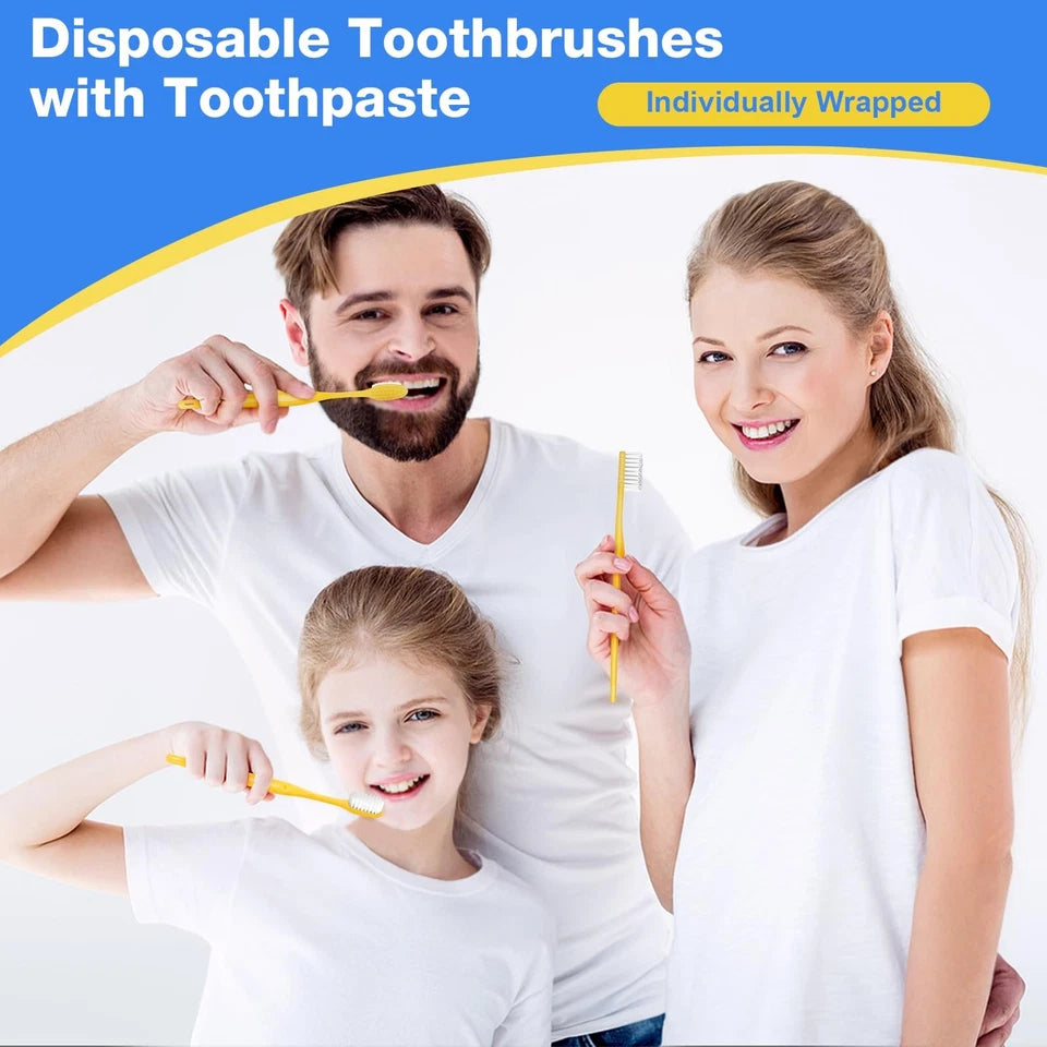 Disposable Toothbrushes with Toothpaste 300 Pack, Travel Size Toothbrush and